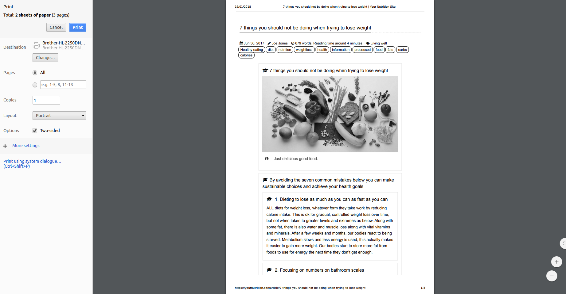 You are ready to print your content and keep for later.