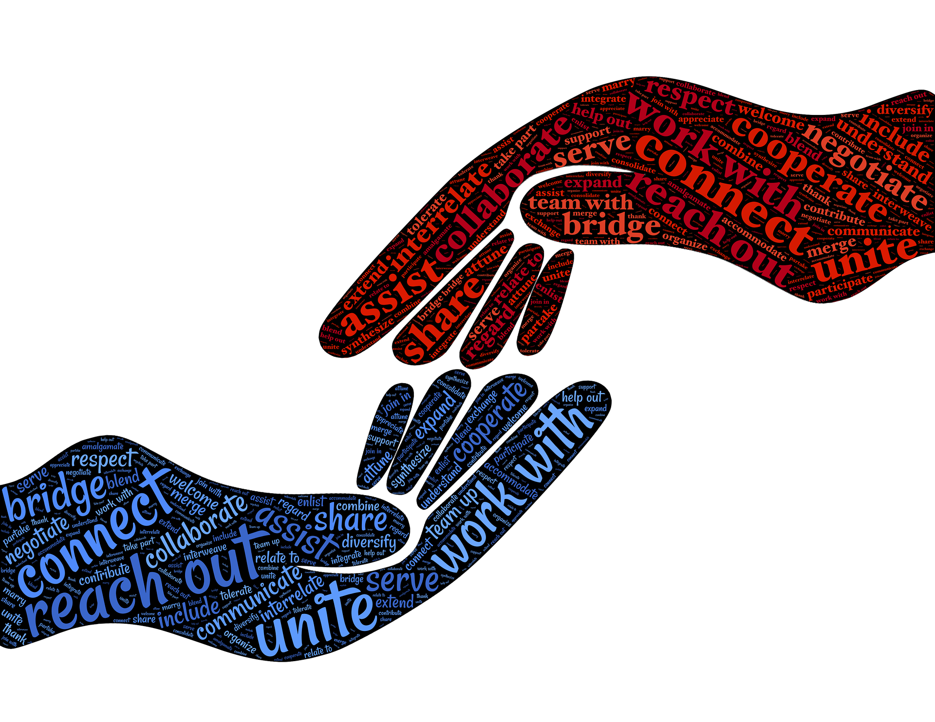 Hands reaching out to connect