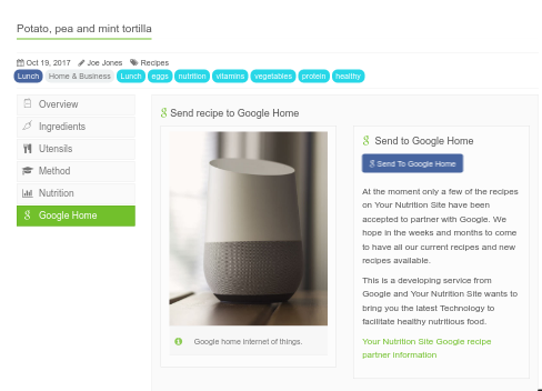 'Hey Google', 'start recipe'.