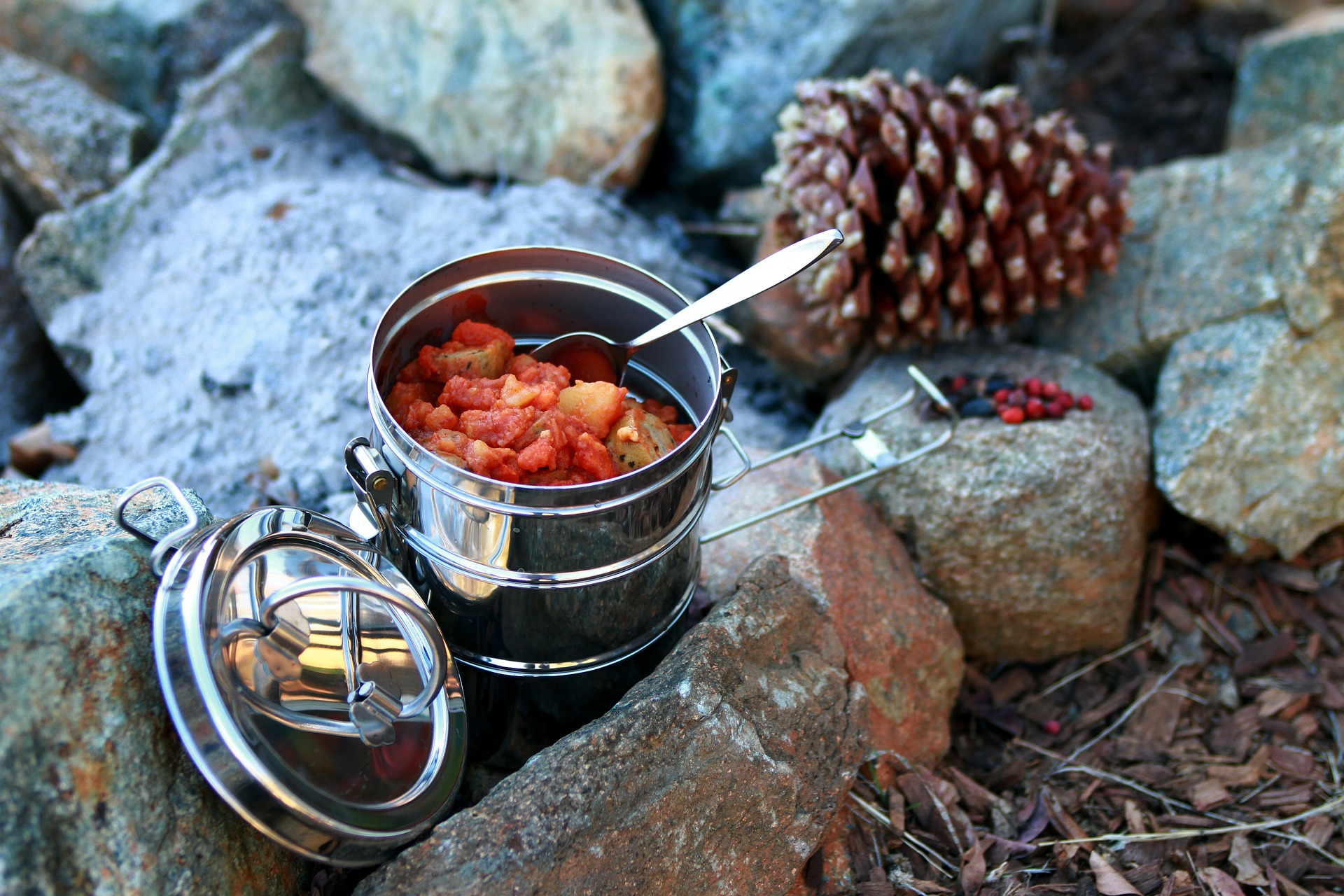 Stew on campfire