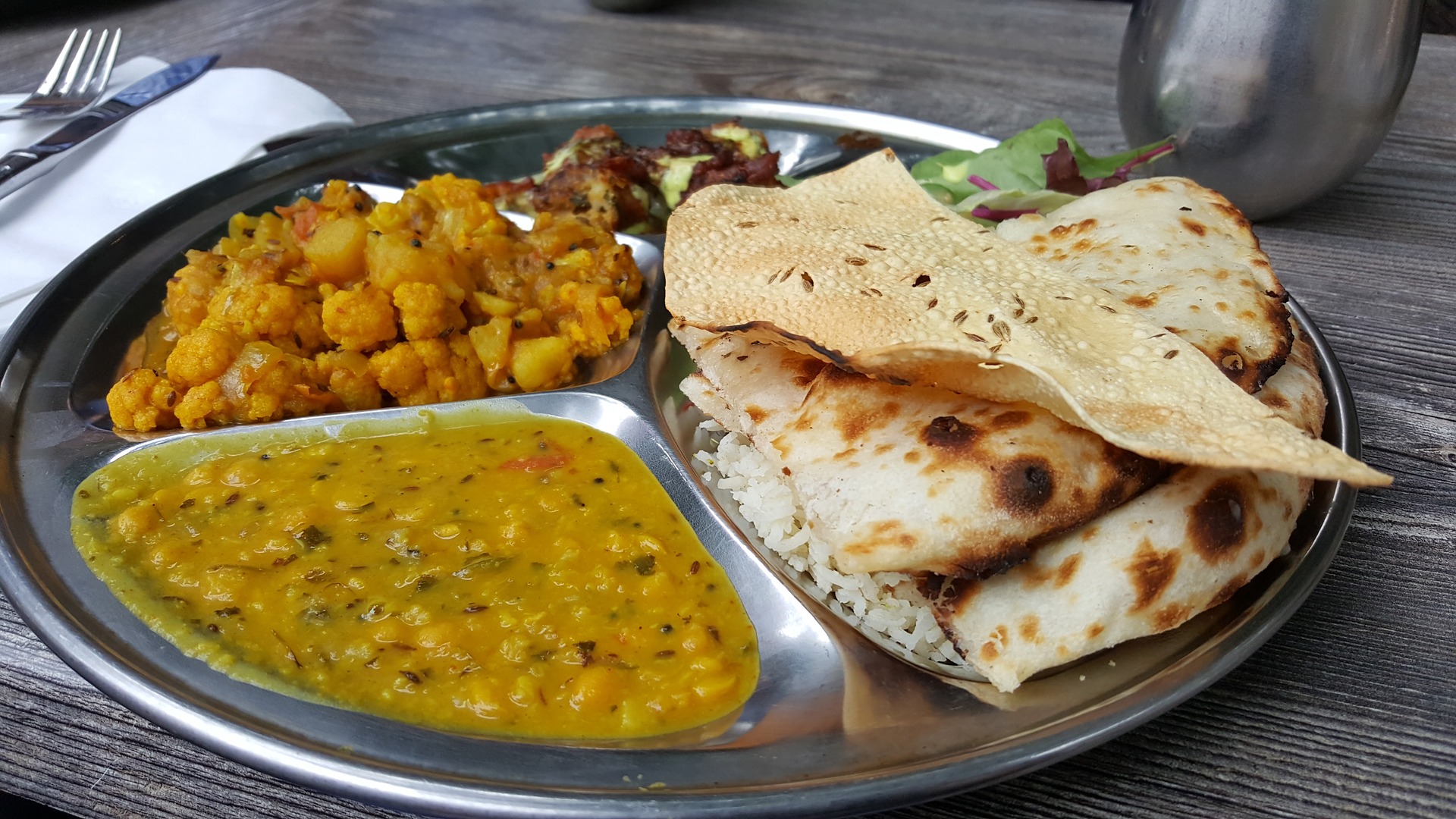 Tarka dal with accompaniments