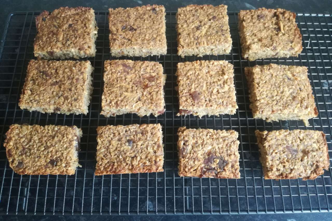 Homemade flapjacks cooling