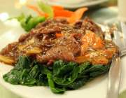 Beef stew with green leafy veg